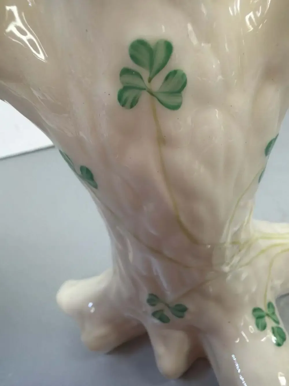 Belleek Ireland Shamrock Tree Trunk Triple Spill Vase 6th Mark‎